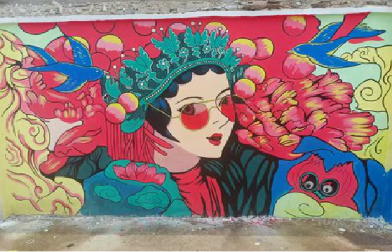 靖边墙体彩绘-网红墙