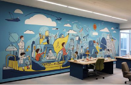 靖边办公室墙绘的特点。