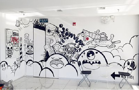 靖边手绘墙并非传统涂鸦。